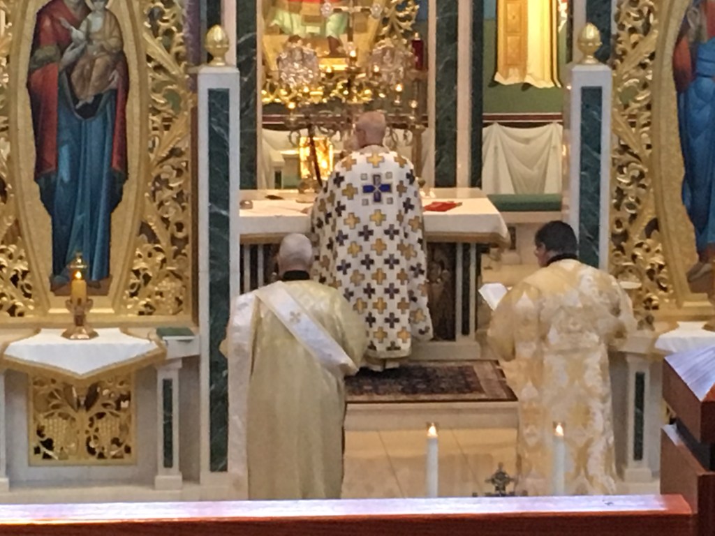 Chanting a litany at the Divine Liturgy with Fr. Ed Cimbala and Deacon Alex